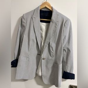 Zara: Navy and White Striped Blazer